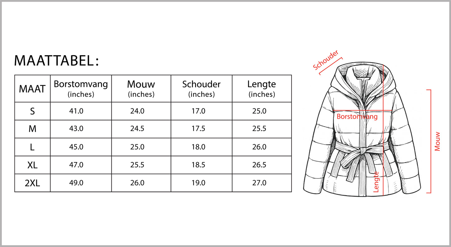 Dames Puffer Jacket met Capuchon
