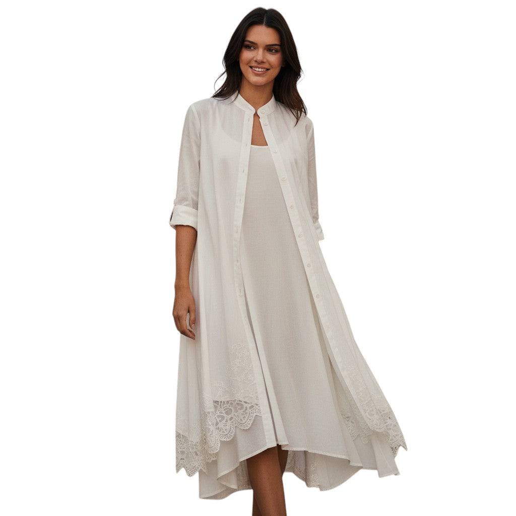 STYLAAR - Boho Jurk met Kant en Bijpassende Blouse voor Dames-STYLAAR