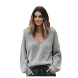 STYLAAR - Dames V-Hals Gebreide Trui Pullover-STYLAAR