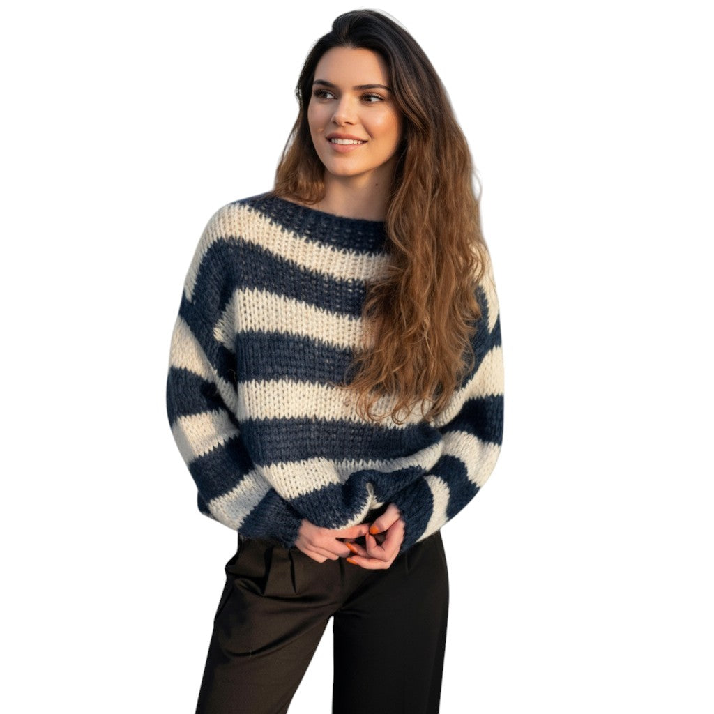 STYLAAR - Oversized Trui voor Vrouwen Lange Mouwen Crewneck Jumper-STYLAAR