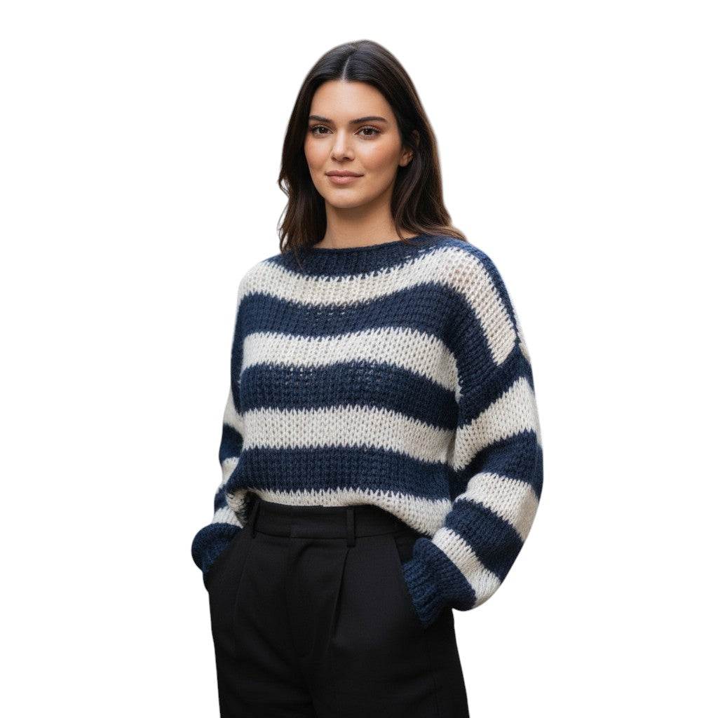 STYLAAR - Oversized Trui voor Vrouwen Lange Mouwen Crewneck Jumper-STYLAAR