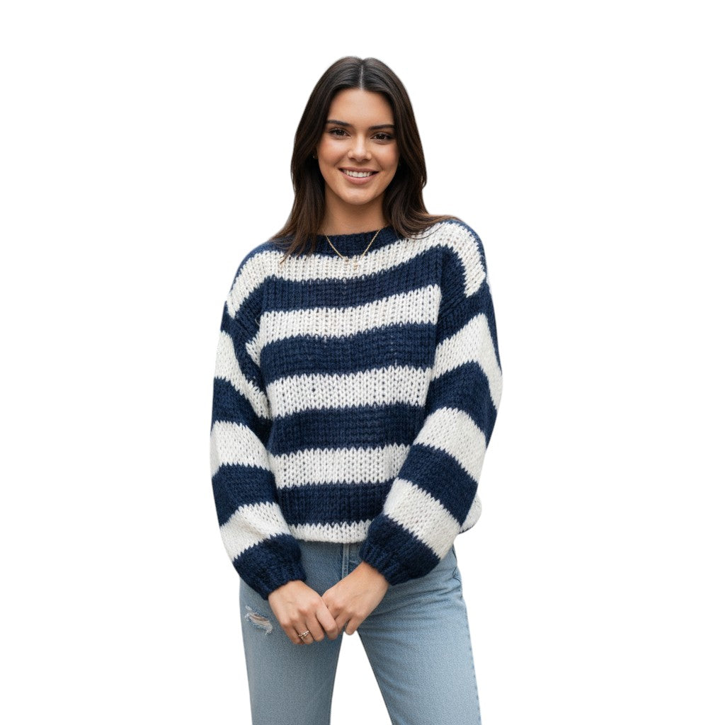 STYLAAR - Oversized Trui voor Vrouwen Lange Mouwen Crewneck Jumper-STYLAAR